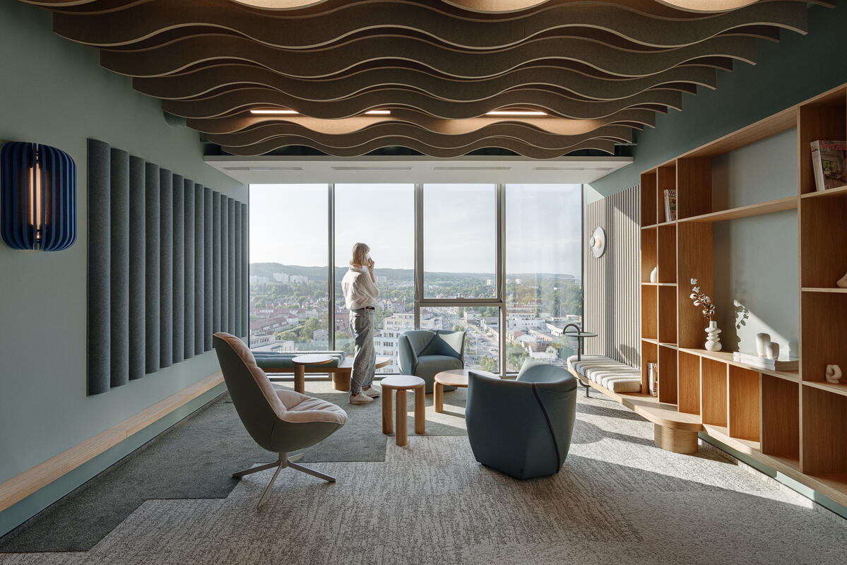 Biophilic dopamine - the latest office project from under the dash of Design Anatomy. The realization for Sii covered 5 floors of Olivia Prime - the newest building of Olivia Centre.
